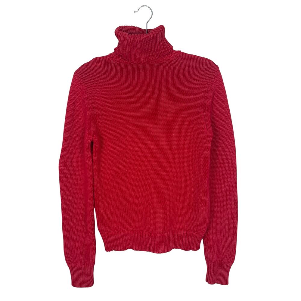 Vintage Polo Jeans Co Ralph Lauren USA Flag Turtleneck Sweater Red Women's Med - Picture 3 of 6
